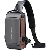 HAN-LBG Sling Bag for Men Women, Anti-theft Crossbody Bags with USB Charging Port Waterproof Crossbody Sling Backpack Shoulder Bag for Hiking Cycling Running Travel