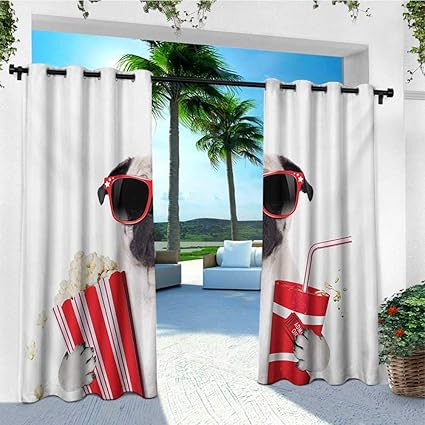 Amazon Com Pug Outdoor Patio Curtains Going To The Movies Pug