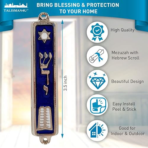 TALISMAN4U Mesusa Goldfarben – Emaille-Hülle Mit Jerusalem-Motiv, 10,2 Cm, Inkl. Schriftrolle