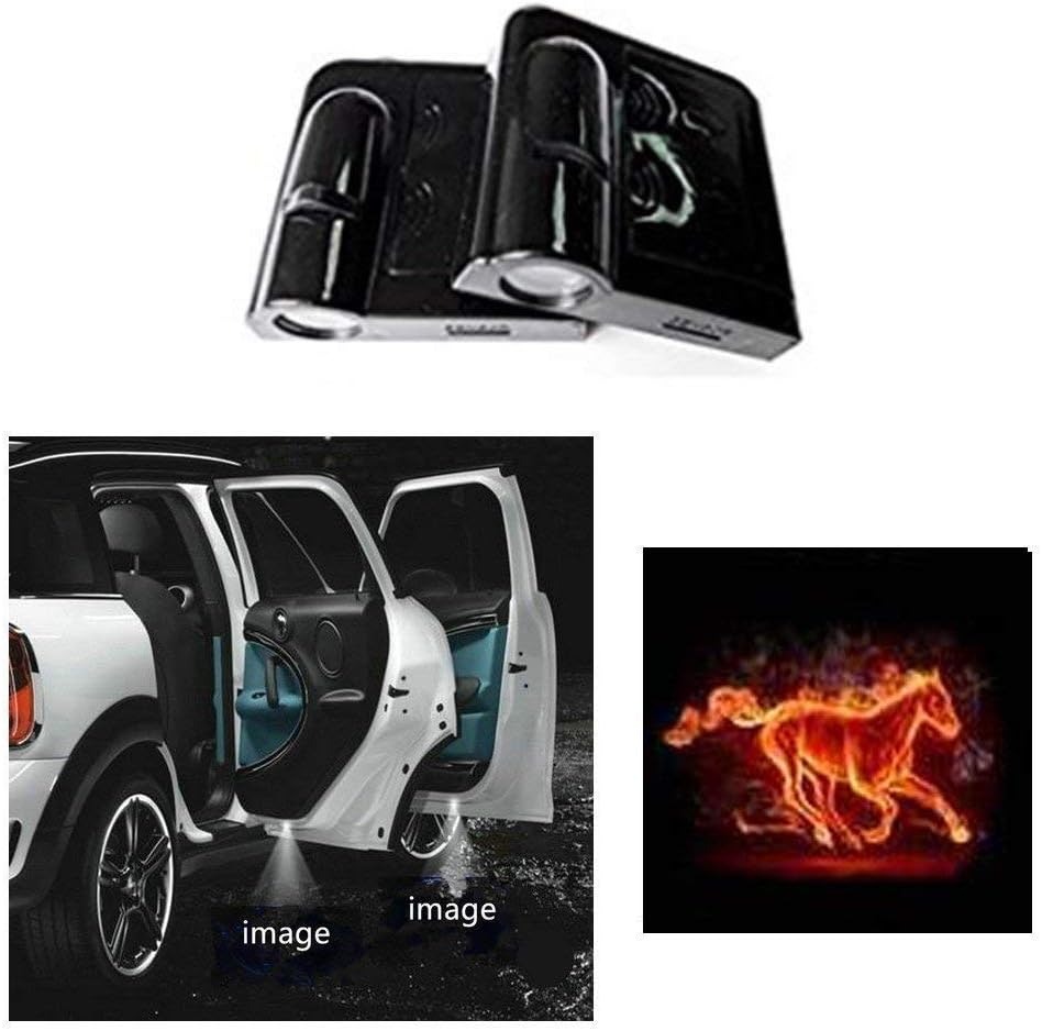 ROOPE 2 pcs Universal Wireless Car Projection LED Projector Door Shadow Light Welcome Light Laser Emblem Logo Lamps Kit, No Drilling gina (Color : Horse)