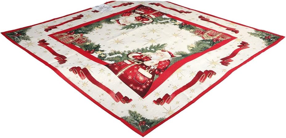 Centrotavola Natalizi Amazon.Emily Home Centrotavola Natalizio Santa Claus Oro In Gobelin 90x90 Cm Amazon It Casa E Cucina