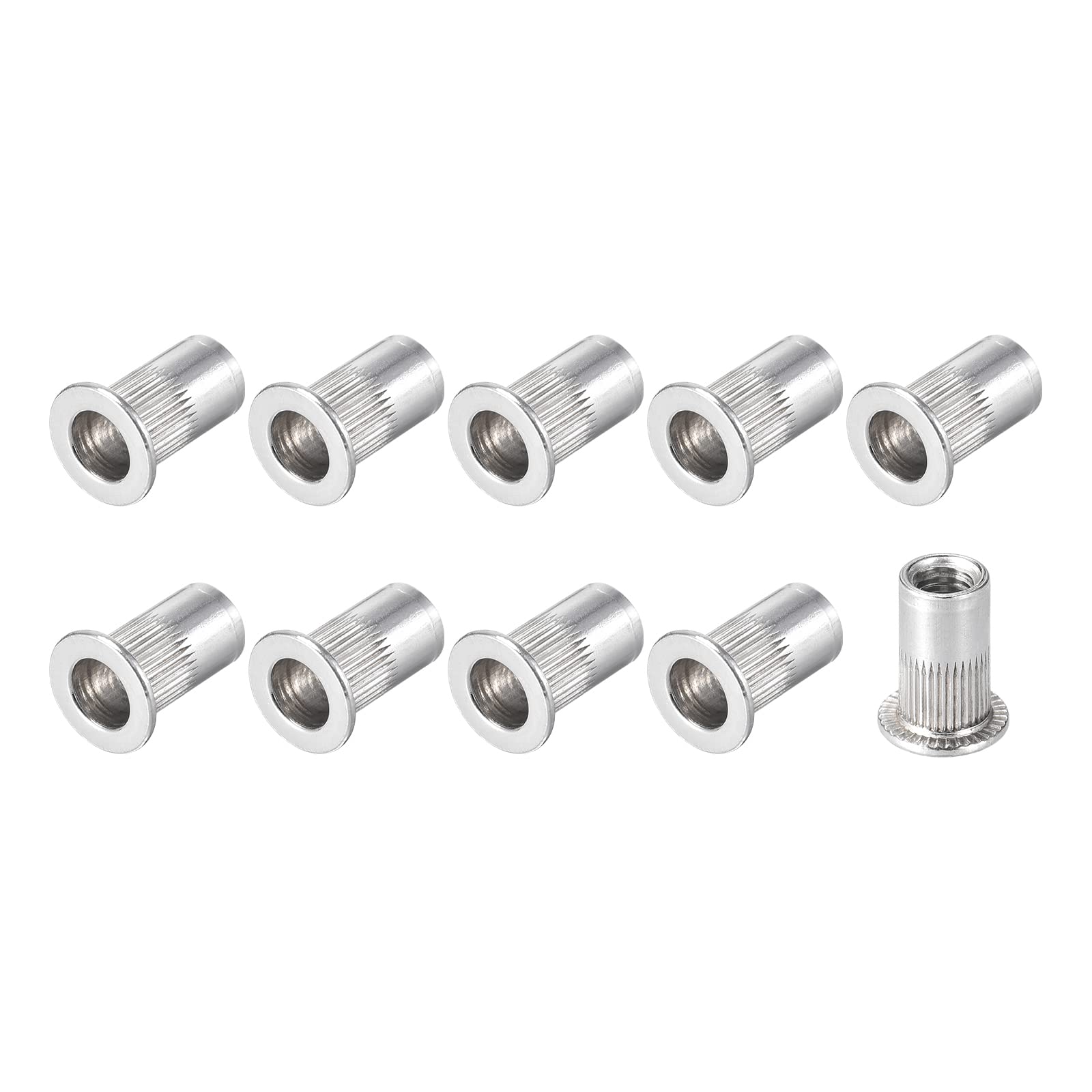 METALLIXITY Rivet Nuts (#10-32) 50Pcs, Aluminum Alloy Threaded Inserts Nuts - for Furniture Decoration Mechanical Fasteners, Silver Tone