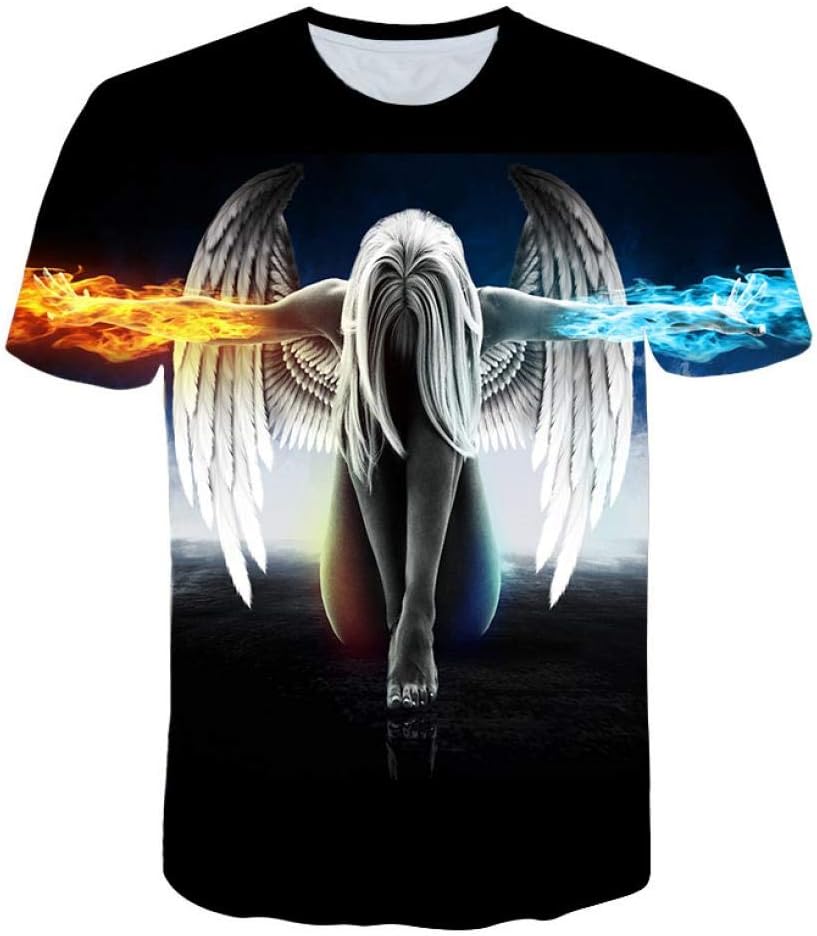 DXXHR Hermoso Ángel 3D Camiseta Moda Hombre/Mujer Camiseta Divertida Impresión Renacimiento Ángel Galaxy Camiseta Slim Summer New Life Tops tee 5XL: Amazon.es: Deportes y aire libre