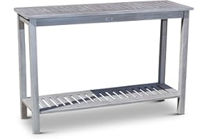 DTY Outdoor Living Longs Peak Eucalyptus Console Table, Silver Gray