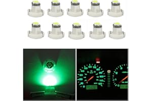 WLJH 10x Green T3 Neo Wedge Led 3030 SMD Chip 8mm Base Car Instrument Cluster Light Dashboard Gauge HVAC AC Heater Climate Control Lamps Switch Indication Interior Bulb Replacement