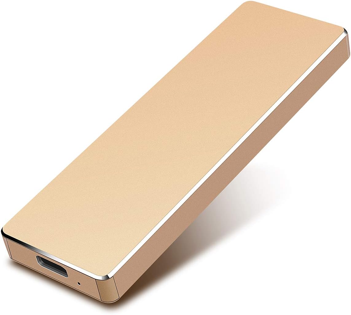 2TB External Hard Drive, Portable Hard Drive Ultra Slim Type-C USB 3.1 HDD for Mac, PC, Laptop, Xbox one(2TB, Gold)