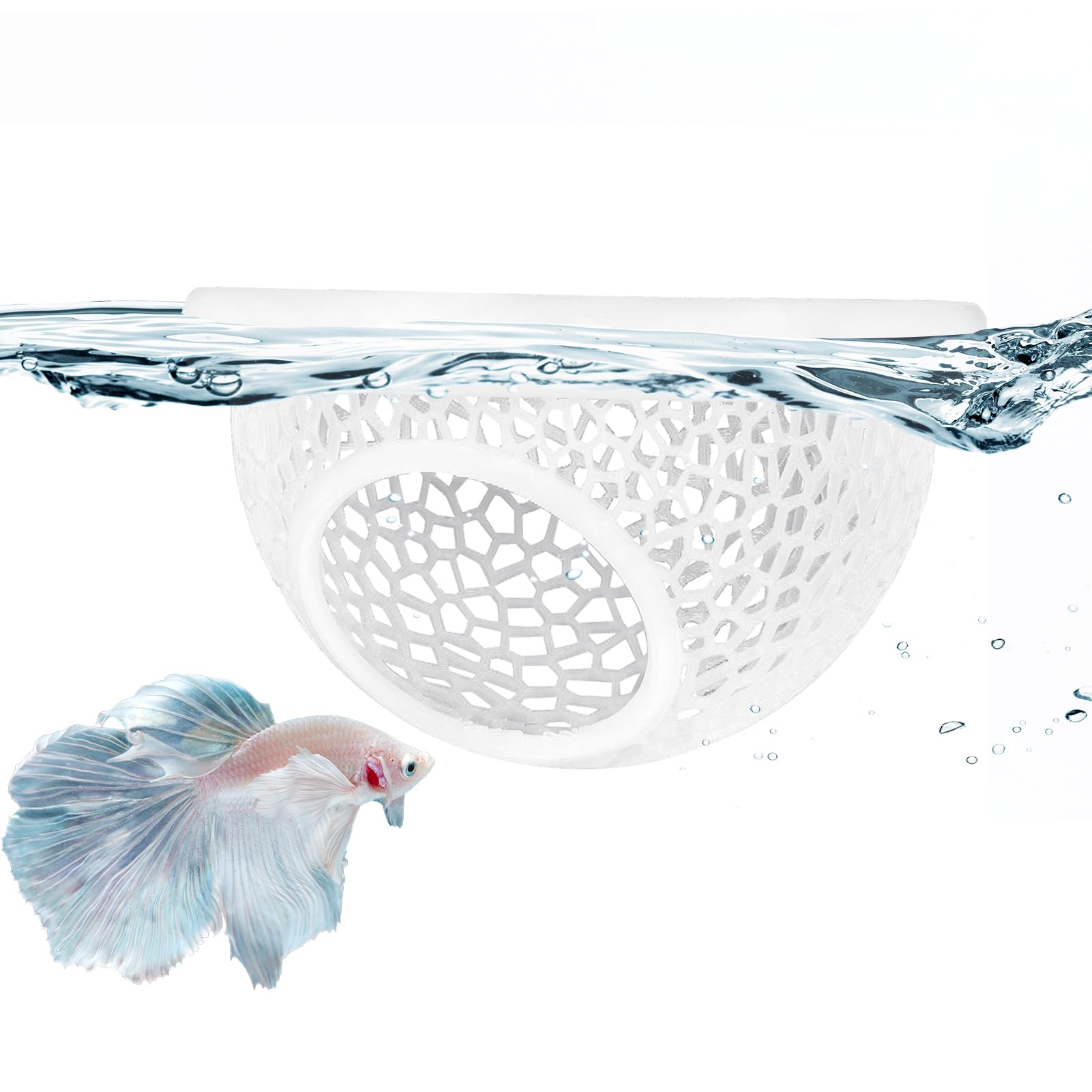 Photo 1 of Floating Betta Hide & Shrimp Cave – All-in-One Aquarium Hammock, Feeder, and Safe Resting Spot for Stress-Free Fish Tanks