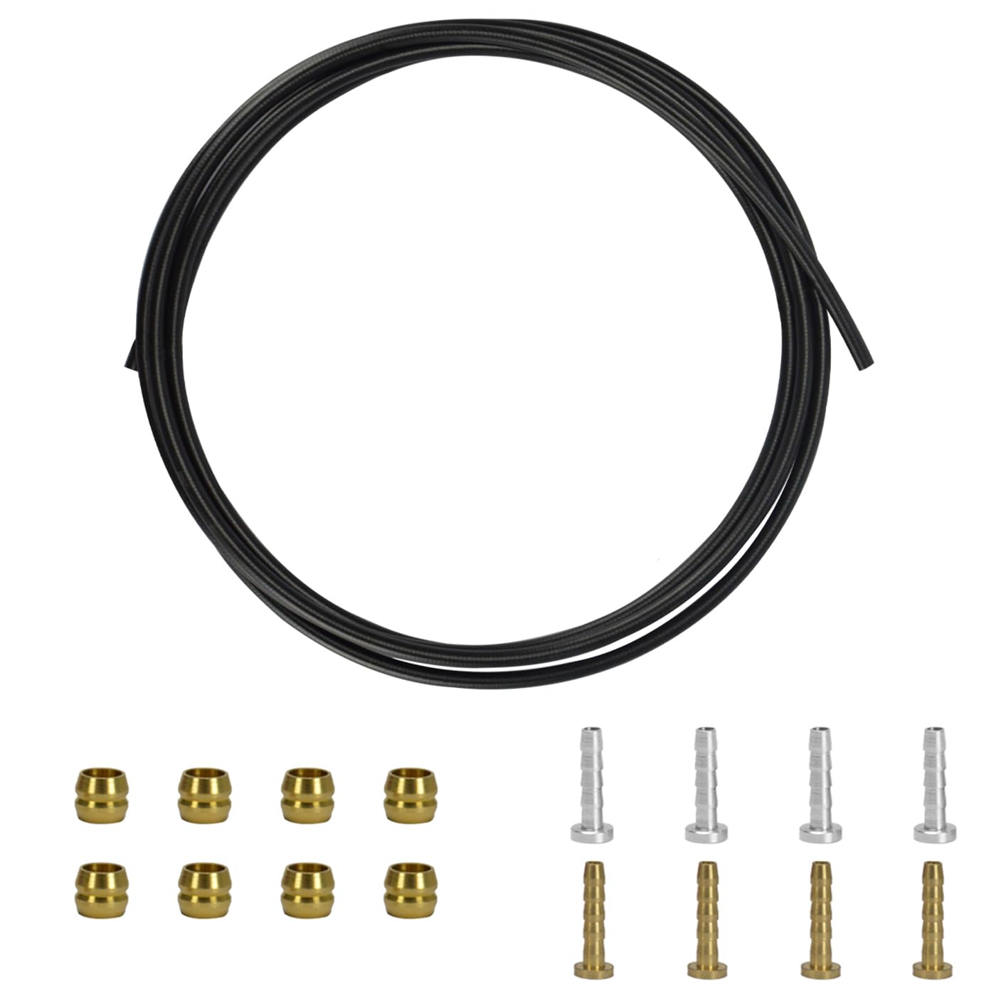 BESNIN Hydraulic Brake Hose Kit 2.5m/8.2ft Bike Disc Brake Oil Tube with Olives and Barbed Inserts, Bicycle Hydraulic Brake Hose Set for BH59 BH90 Road Bike, MTB (Black)