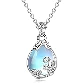 POPLYKE Sterling Silver Gemstone Teardrop Pendant Necklace Crystal Jewelry for Women