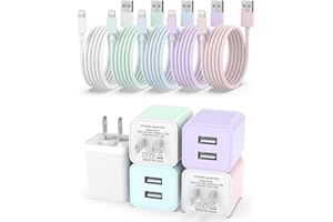 5Pack iPhone Charger [MFi Certified], iGENJUN Dual Port USB Wall Charger Block Adapter with 6FT Lightning Cable Fast Charging Data Sync Cords for iPhone 14 13 12 11 Pro Max XR XS Plus-Multicolor