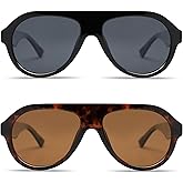 VANLINKER Retro Aviator Polarized Sunglasses for Men Women Trendy 70s Vintage Plastic Frame Sun Glasses VL9750