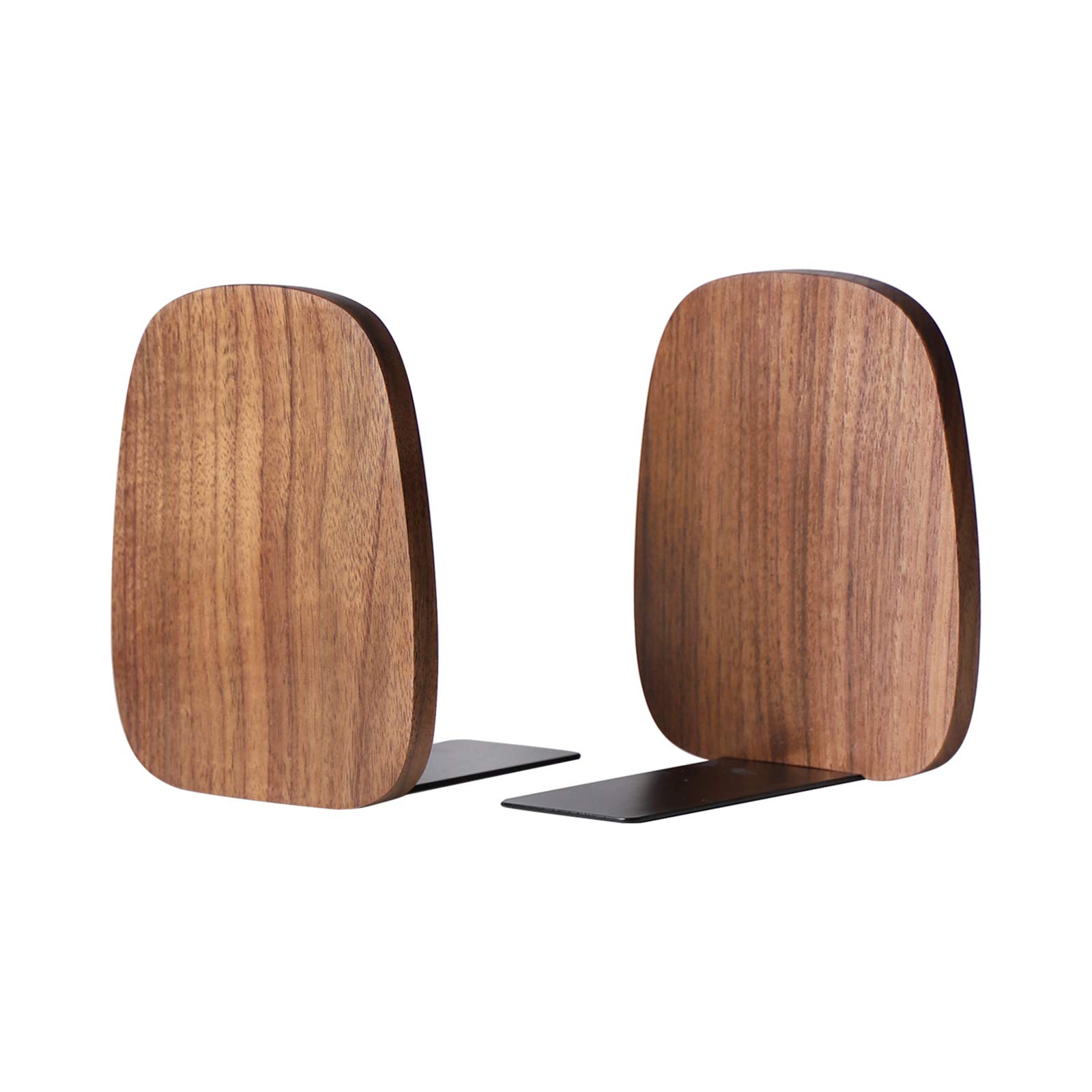 muso wood Bookends Support for Shelves,Decorative Book Ends for Books/DVDs/Movices 14x12x10.8 cm (Walnut)