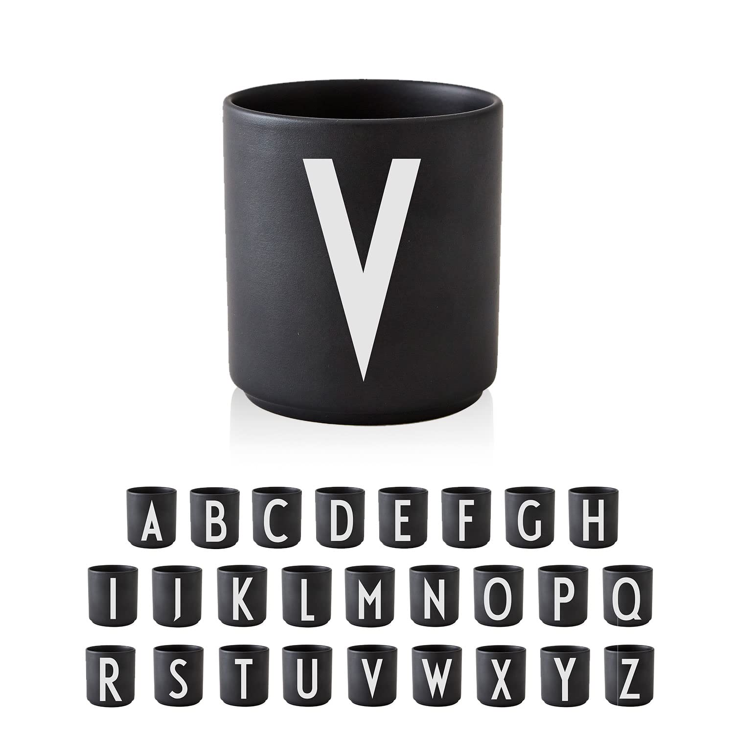 Design Letters Coffee Cup (A-Z) | Gift for Men, Gifts for Women & Friend Gifts | Porcelain Coffee Mug | Personalised Gift | Tea Cup | Initial Mug for Table Decoration | Letter Mug | Black Mug 250 Ml