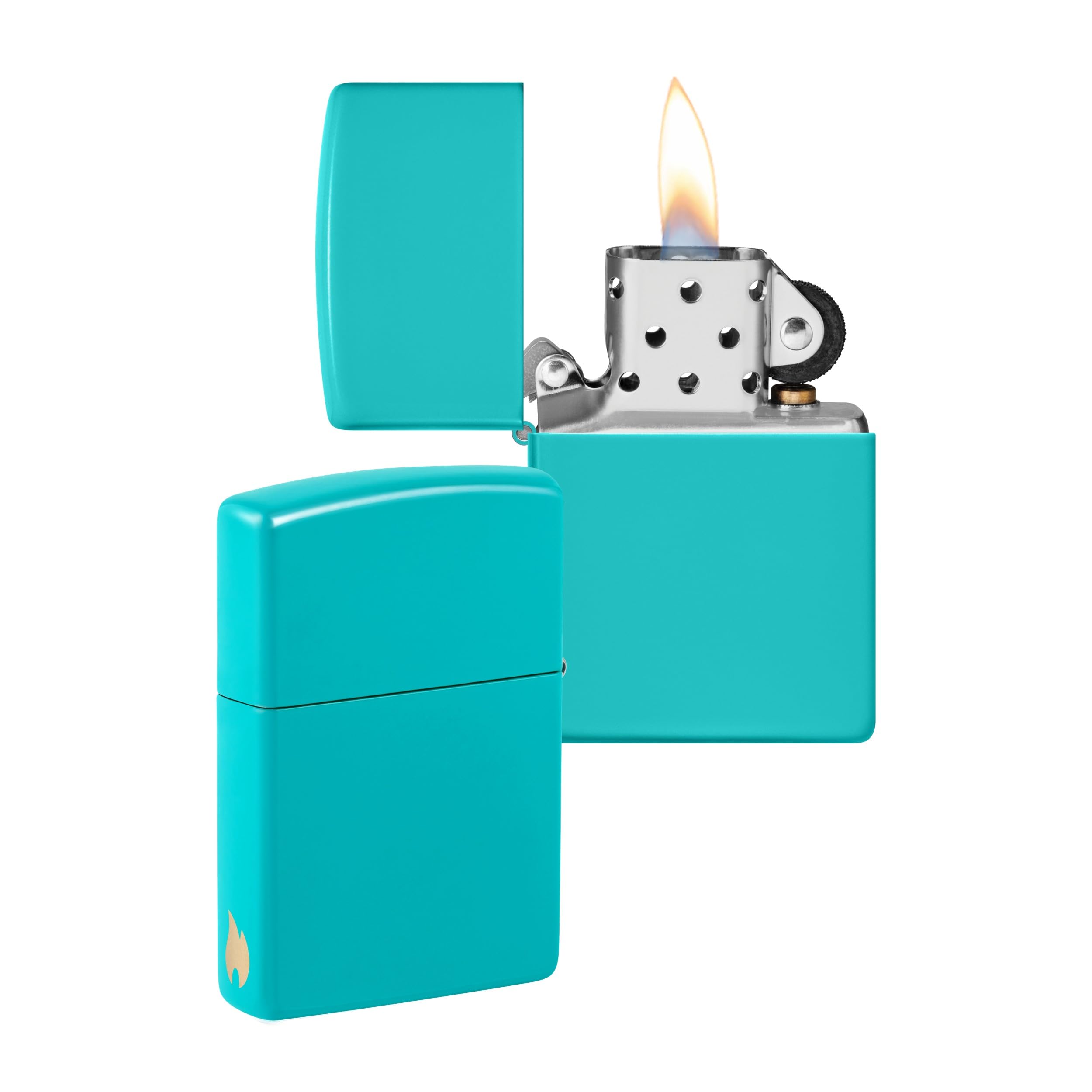 Zippo Windproof Lighter - Flame Design - Flat Turquoise - Refillable - Reusable - Windproof - Gift Box - Metal - Made in USA - Amazon Exclusive — image 1