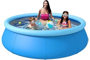 OLYMSOLD Inflatable Swimming Pool, Round Inflatable Pools Adult, Swimming Pool Above Ground 8ft x 25in, Blow up Pool, Top Ring Summer Water Party Pools, Outdoor Pool for Backyard Family