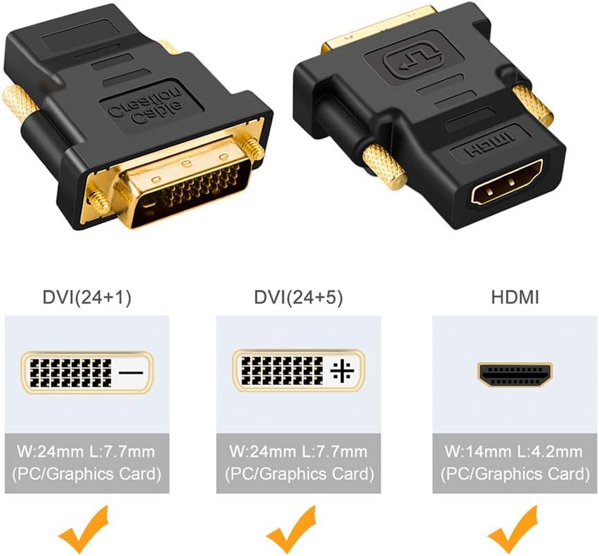 CableCreation DVI to HDMI Adapter,2-Pack Bi-Directional DVI Male to HDMI Female Converter, Support 1080P, 3D for PS3,PS4,TV Box,Blu-ray,Projector,HDTV: Computers & Accessories