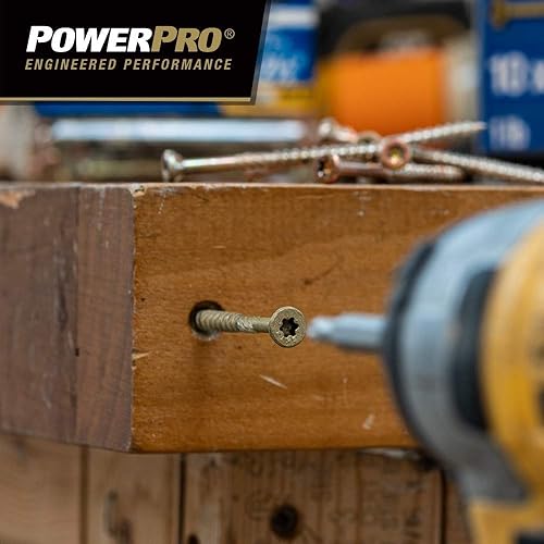 Power Pro Exterior Wood Screws - #8 X 1-1/2 Inch Bronze Deck Screws With T-25 Bit