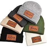 Verxcty Personalized Toddler Baby Beanies, Newborn Baby Adult Kids Beanie Hat with Name Patch Winter Hats