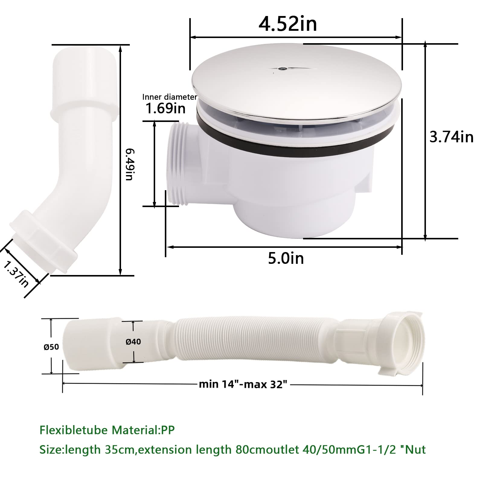 Mua PGYTEC Shower P Trap Side Drain, 1.5" Side Outlet, Chrome Plated ...