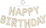 TONIFUL 16 Inch Happy Birthday Letter Balloons Cream White Foil Banner