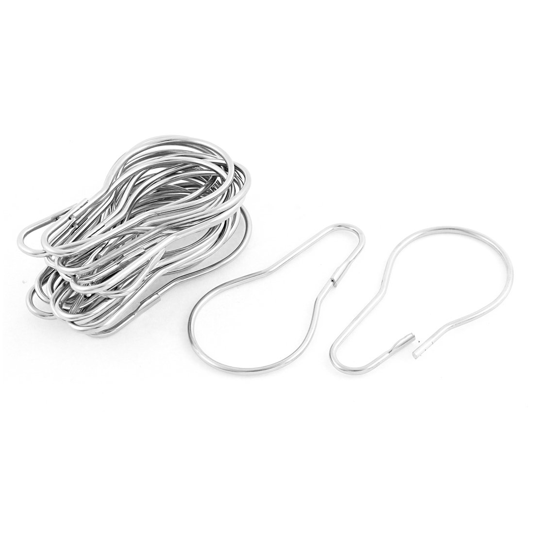 sourcing map 20pcs Silver Tone Calabash Shape Metal Bathroom Shower Curtain Ring Hooks