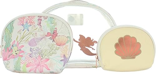 Amazon Loungefly ラウンジフライ ディズニー Wdcs0174 アリエル コスメポーチ 3ピースセット リトル マーメイド Disney ホワイト マルチパステルカラー 並行輸入品 ポーチ
