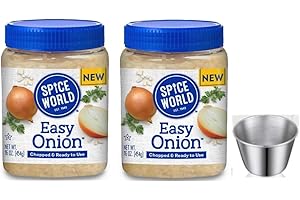 MT&L Chopped Minced Onion – 16oz (Pack of 2) + Mini Sauce Cup - Ready-to-Use – Perfect for Hot Dogs, Stir Fry, Marinades – Simply Scoop the Onion Seasonings for Cooking to Add Flavor Without Tears