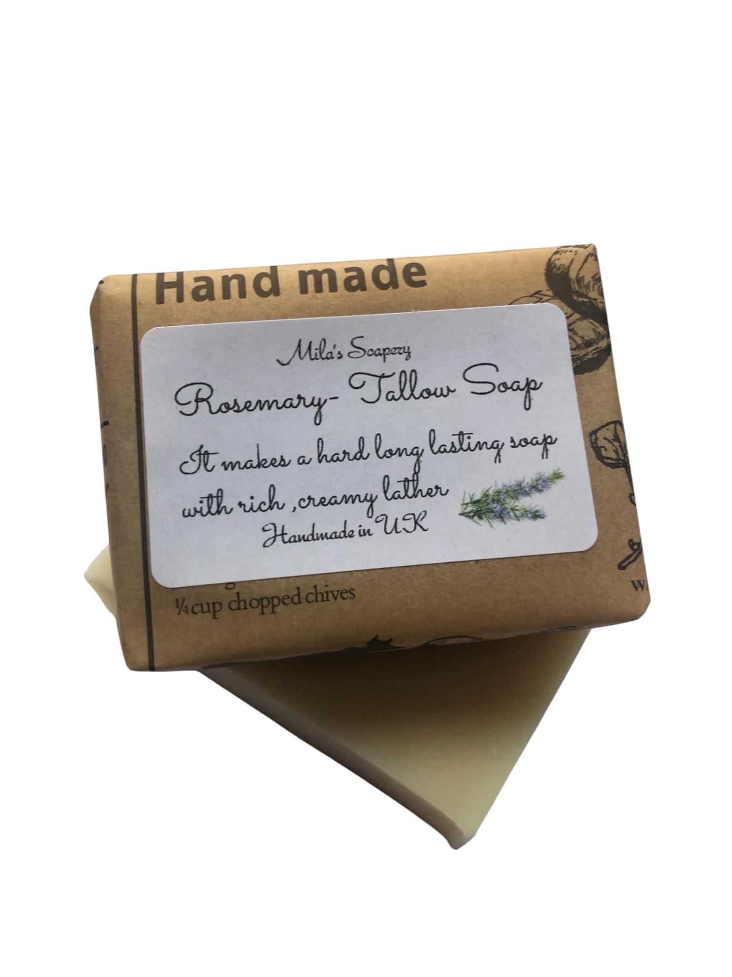 Rosemary Beef Tallow Soap/Unscented/Pure/Old Fashioned Soap/Handcrafted/Natural
