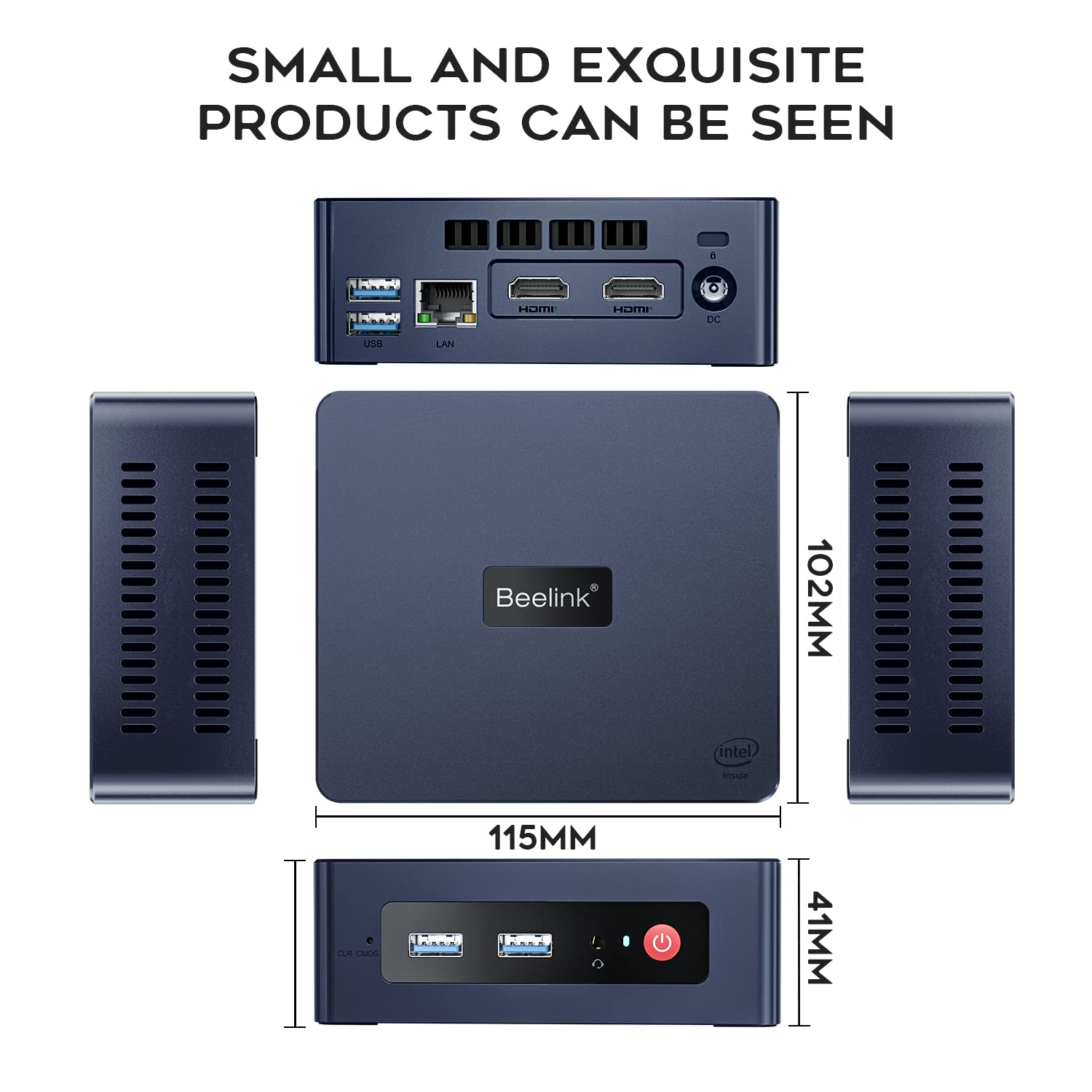 Beelink Mini PC, Mini S Mini Computer 11th Gen Quad-Core N5095(up to 2.9GHz), Desktop Computers 8GB DDR4 RAM 128GB SSD 4K UHD Dual HDMI/Dual WiFi/Gigabit Ethernet/HTPC/Family-NAS/BT4.0/W-11 Pro