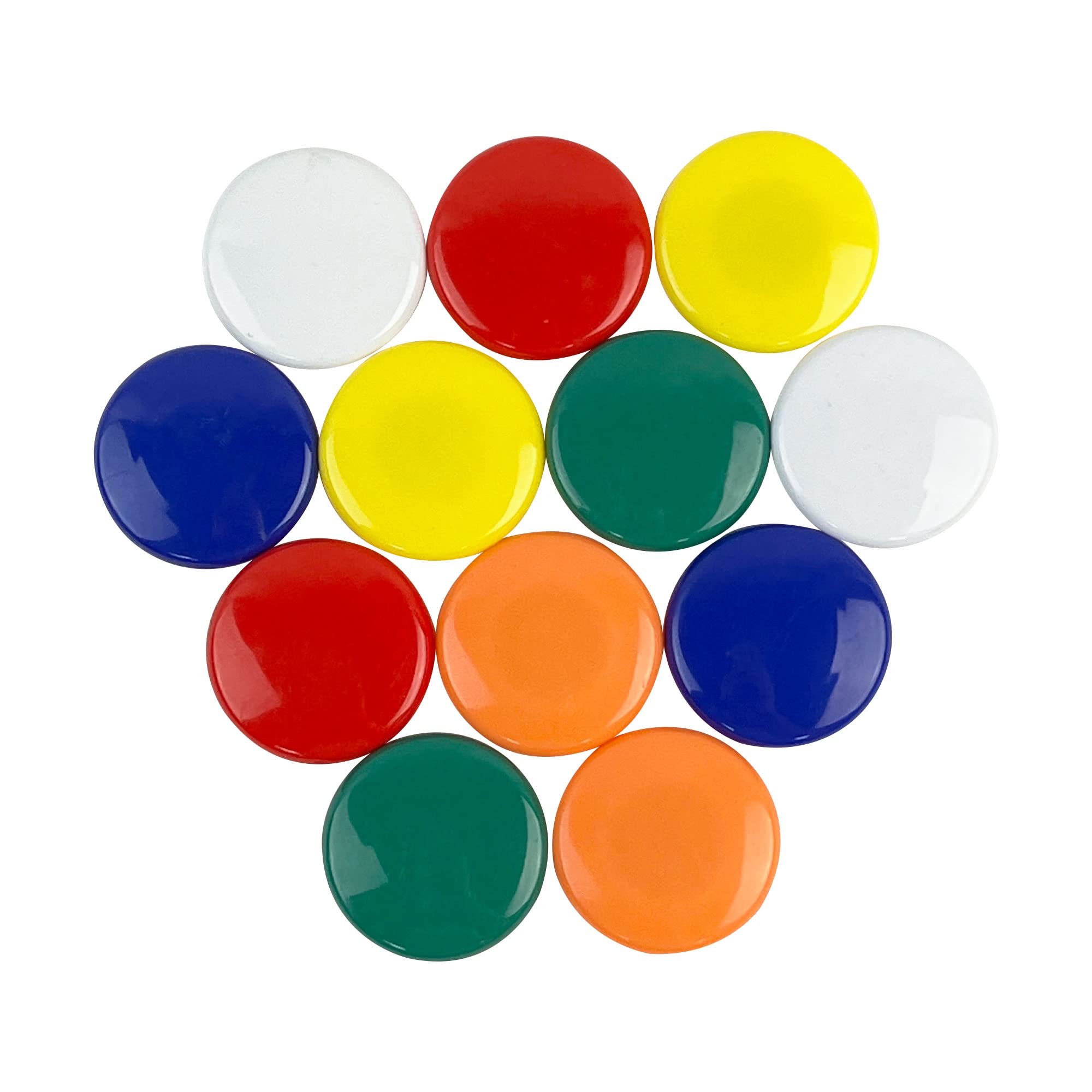 Large Assorted Planning Office Magnets for Fridge, Whiteboard, Noticeboard, Filing Cabinet - 40mm dia x 8mm high - Pack of 12