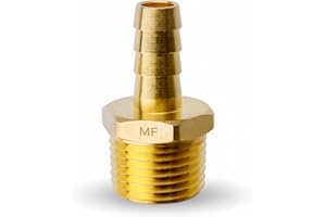 MAACFLOW MAACFLOW Brass 1/2" Male NPT to 3/8" Hose ID Barb Barbed Hose Fitting Adaptor Connector (Pack of 1)