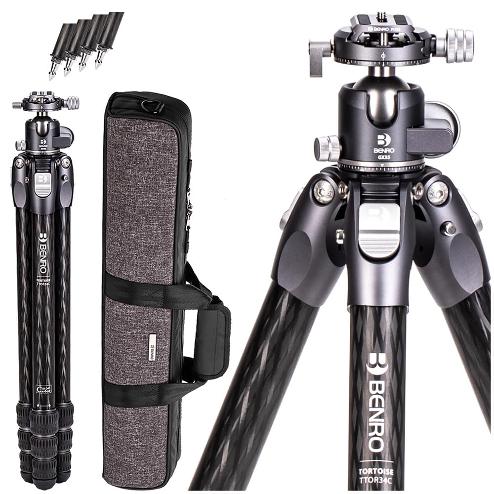 Benro Tortoise Series TTOR34C Columnless #3 Carbon Fibre Tripod and GX35 head 4 sections head