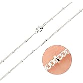 Wholesale 12PCS Silver Plated Brass Curb Chain Satellite Beaded Chains Bulk for Jewelry Making (30 Inch(1.5mm))