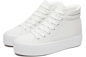 THATXUAOV Womens Corduroy High Top Sneakers,Casual Platform Shoes for Women,Lace up Platform Tennis Shoes