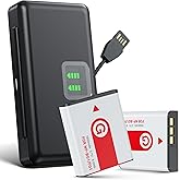 NP-BG1 Battery - 2 Pack with Digital Charger Station,3.7V 1600mAH Rechargeable Flash Battery,for Sony Cybershot Camera DSC H9/H10 Series,N1N2,DSC-W30/W100 Series,T20/T100 Series, HDR-GW55,HDR-GW77etc