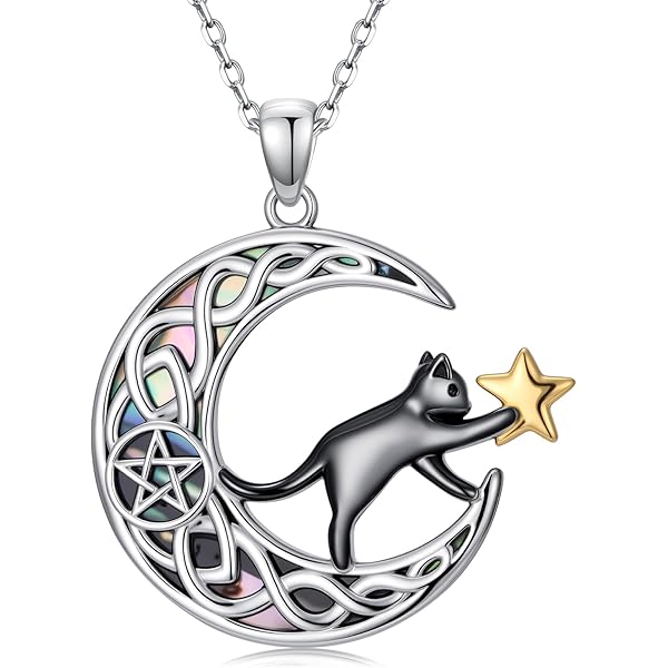 JERWLI Collar De Nudo De Bruja, De Plata De Ley 925, Colgante De Nudo De Bruja, Joyería De Regalo Para Mujer, M, Plata Esterlina, Concha De Abalona