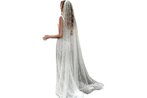 chrumeshi Long Wedding Bride Veil Pearl Chapel Length Veils For Women With Comb