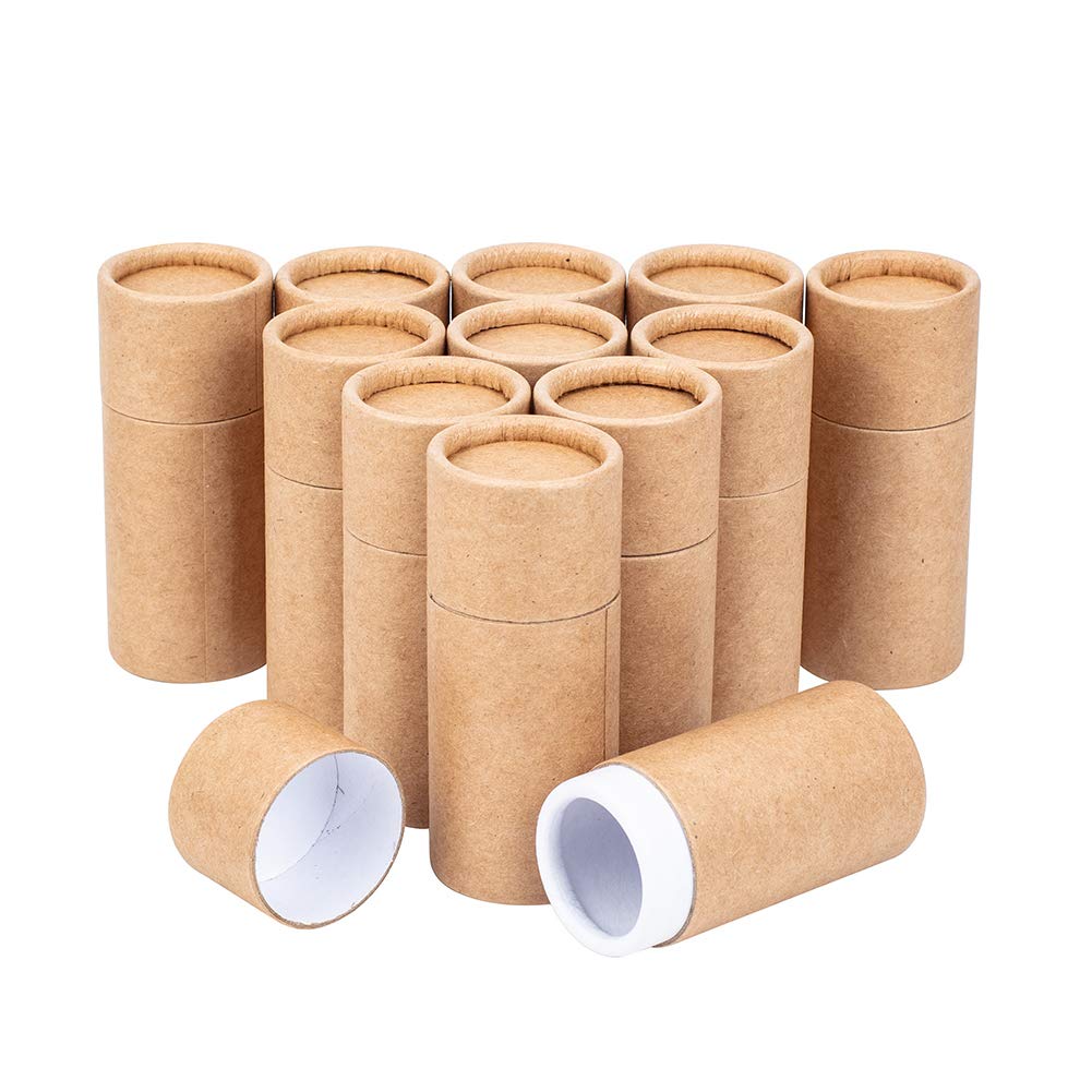 BENECREAT 12PCS 10ml BurlyWood Kraft Paperboard Tubes Round Kraft Paper Containers for Pencils Tea Caddy Coffee Cosmetic Crafts Gift Packaging