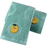YiLUOMO Green Hand Towel Set of 2 Cute Lemon Embroidery Soft 100% Cotton Absorbent Hand Towels for Bathroom Spring Decorative 13 x 29 Inch