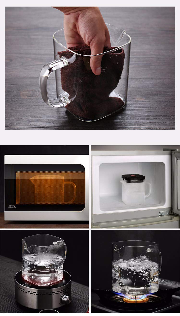 Teekanne für 2 Tassen Glas Teapot Heisse und kalte Getränke Caffee 1100ml