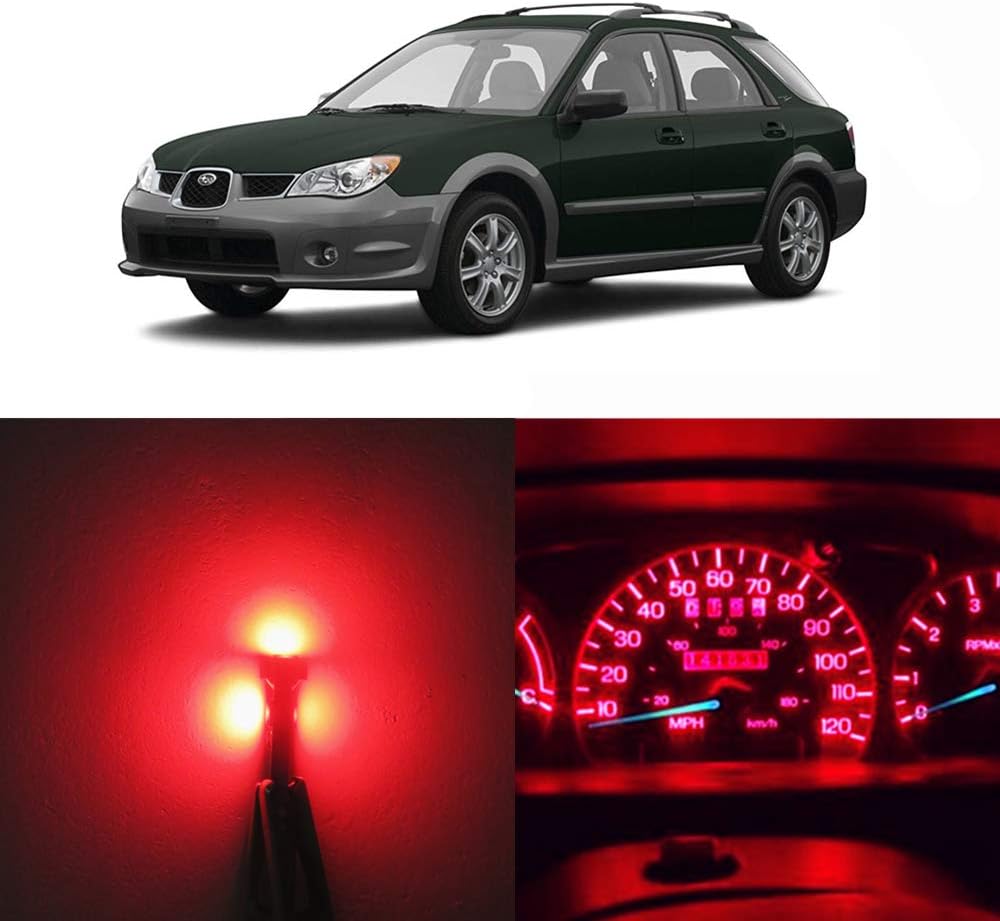 WLJH Red Led Full Conversion Kit for Subaru Impreza 2002-2007 Dash Instrument Panel Gauge Cluster Speedometer Warning Indicator Light Bulbs, Pack of 15