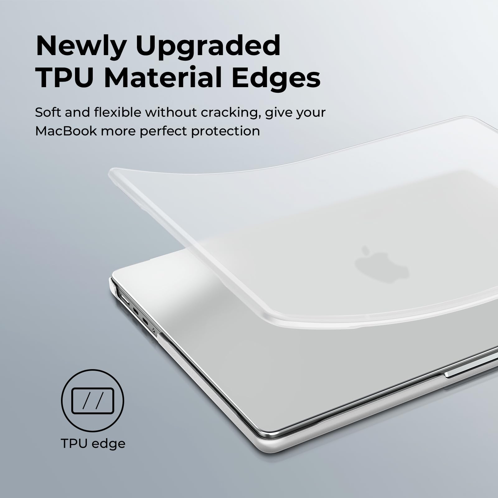 BlueSwan Anti-Cracking Hard Shell Case Compatible with MacBook Pro 14-inch 2025 2024-2021 Release M4 M3 M2 M1 Pro/Max Chip, Anti-Fingerprint Soft TPU Bumper, Frosted White