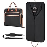 GMAK Travel Garment Bag, Heavy Duty Travel Suit Bag with Zipper Pocket, 47'' Carry on Garment Duffel Bags for Suits, Dresses, Coats, Tuxedos, Travel Essential Storage Tote Bag, Black