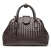 Slouchy PU Leather Woven Boston Bag Women Underarm Shoulder Hobo Bags Crossbody Purse Top-handle Tote Handbag 2025