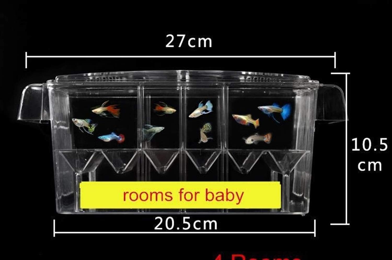 Big Size 4 Rooms And Mini Size Fish Tank Aquarium Incubator Fish Breeding Hatching Box Acrylic Breeding Isolation Box (Color : 27x11x11cm 4 rooms, Size : One size)