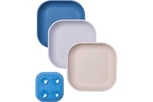 BABELIO Suction Plates for Baby and Toddler, 100% Food Grade Silicone, BPA Free, Dishwasher & Microwave Safe, with 4 Suction Cups, Stackable, 3 Pack