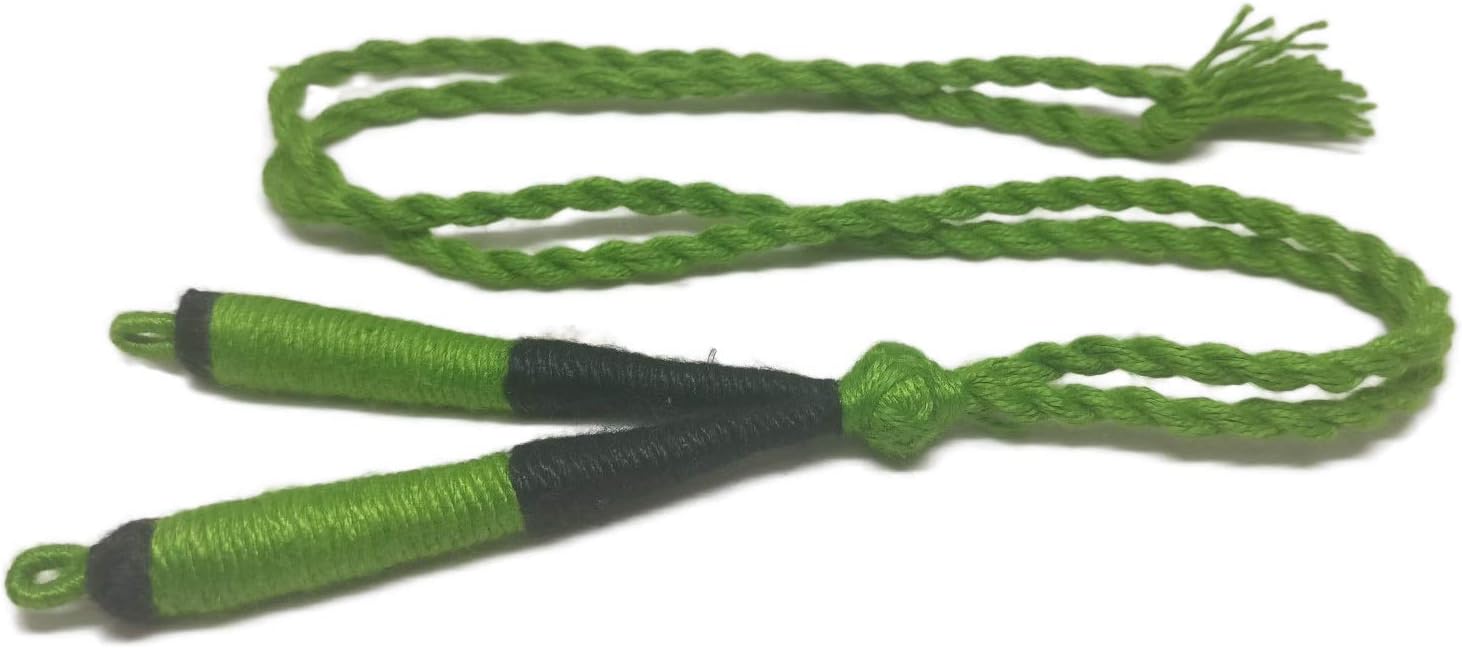 Aumni Crafts Handmade Jewellery Making Cotton Dori Adjustable Back Rope 1cm 17inch (Pack of 5 Pieces) [Color 7-> Green & Black]