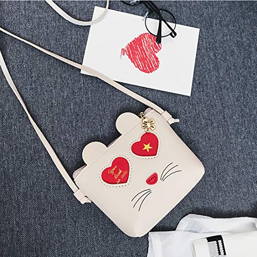 Eilova Cute Animal Cat Little Girl Crossbody Purse Coin Wallet Mini PU Shoulder Bag Handbag for Kid