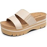 DREAM PAIRS Women's Platform Slides Sandals Comfortable Arch Support Footbed Two Strap Slip-on Fashion Beach Wedge Sandals