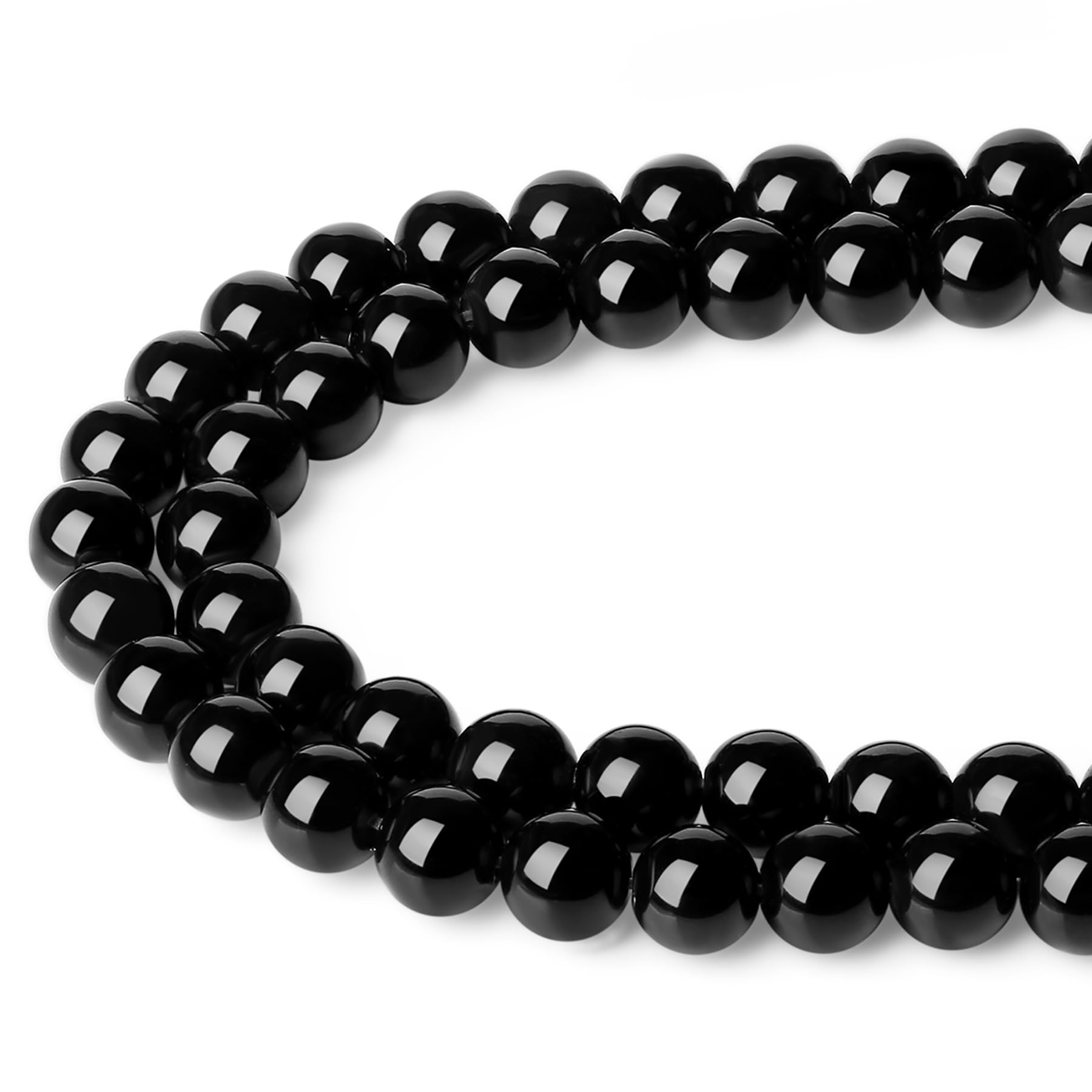 XIANNVXI 8mm Round Loose Black Obsidian Beads for Crafting Crystal Black Beads for Jewelry Making Bracelet Making 47 Pcs